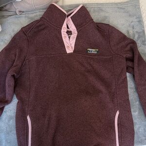 L.L. Bean Burgundy Pullover with Light Pink Trim